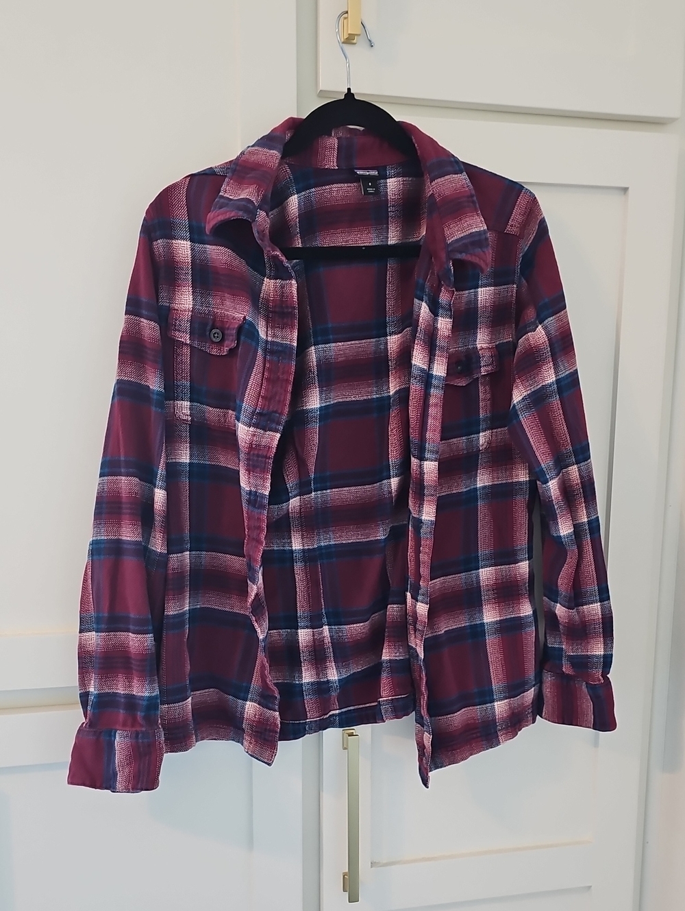 Patagonia Men’s Burgundy and Navy Plaid Button-Down Shirt